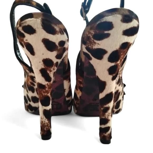 Dolce & Gabbana Polka Dot Leopard Slingback Heels Pumps 40 - Picture 9 of 9